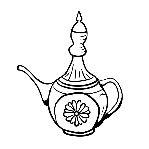 Antique jug or teapot, vector illustration - Διάνυσμα, εικόνα