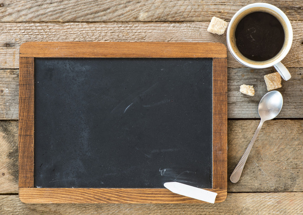 Blackboard and cup of coffee - Φωτογραφία, εικόνα