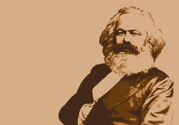 Egy rajz Karl Marx-ról, a híres amerikai szónokról, a rabszolgaság eltörléséről.. - Vektor, kép