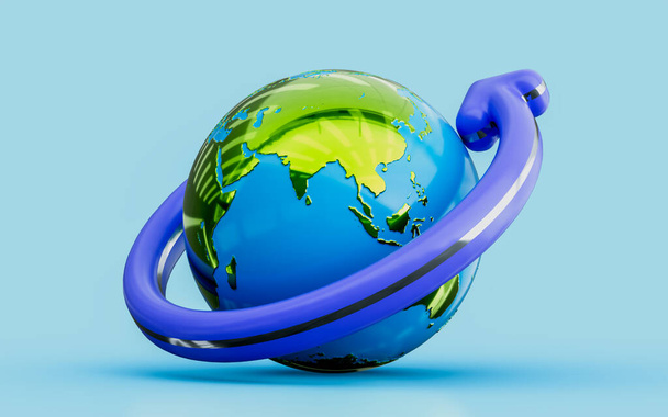 Глобальная стрелка вращения 3d иллюстрация мировой окружающей среды погода повторить географическую точку навигации - Фото, изображение