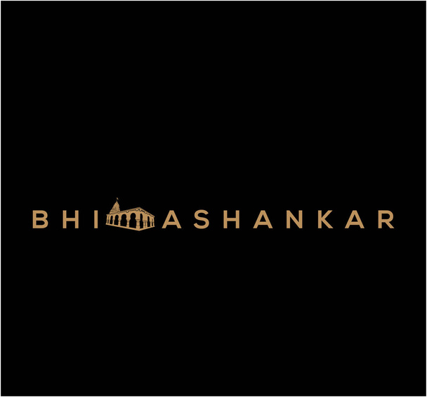 Bhimashankar Typography with the temple icon. Bhimashankar Lord Shiva temple. - Vector, Image