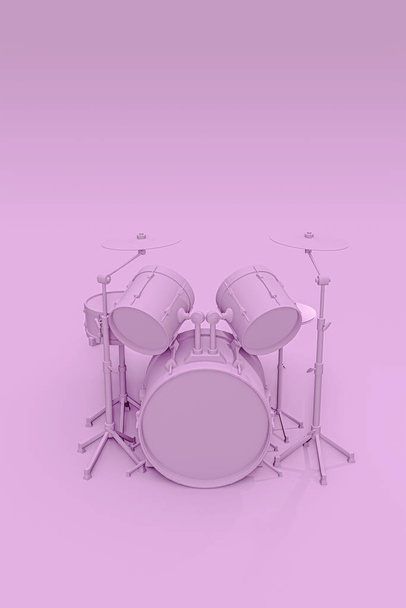 tamburo rosa isolato su sfondo rosa illustrazione 3d  - Foto, immagini