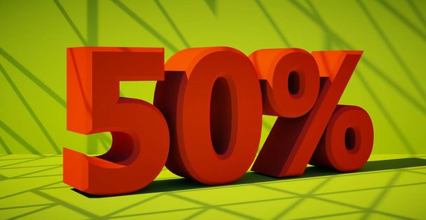 3D rendering of text fifty percent sale.  - Photo, Image