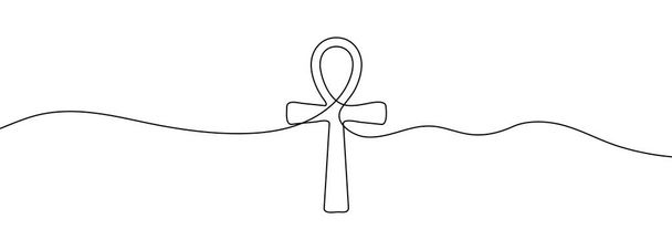 Ankh sembolünün aralıksız çizimi. Ankh Cross 'un bir çizgi simgesi. Bir çizgi arkaplan çiziyor. Vektör çizimi. Ankh simgesi - Vektör, Görsel