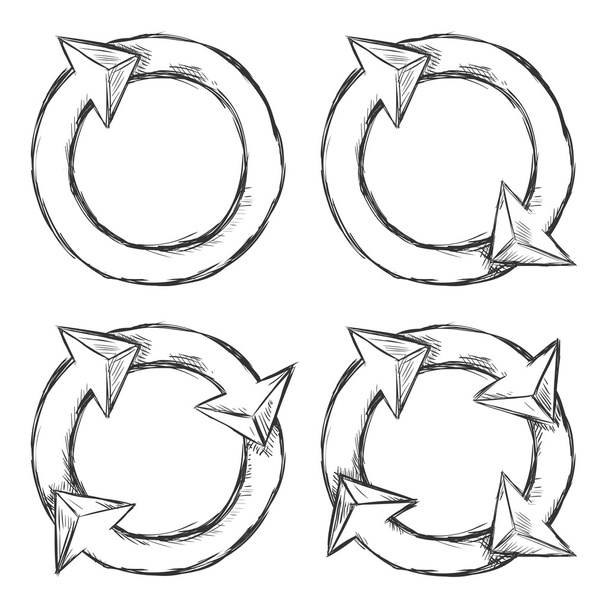 Conjunto de Flechas de círculo de boceto
 - Vector, imagen