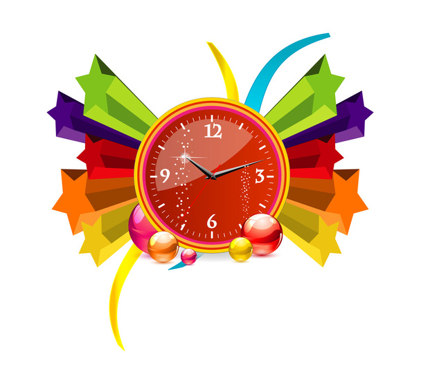 Elegance clock red color on the stars - Vector, Image