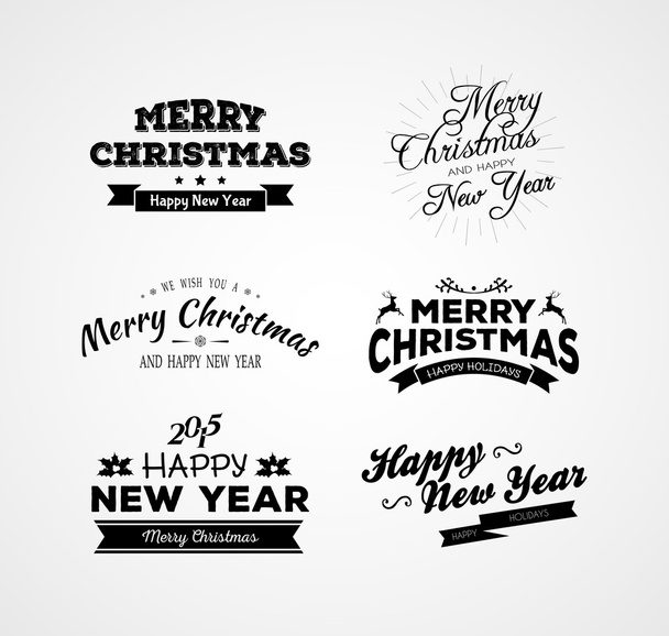 Christmas and New year calligraphy set - Vector, Image