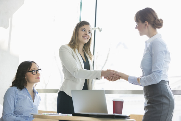 Businesswomen shaking hands - 写真・画像