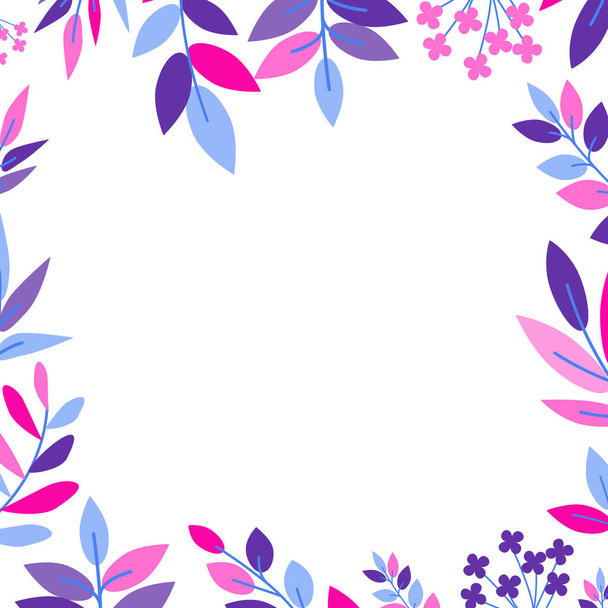 colorful cute botanica leaf frame on white background - Вектор,изображение