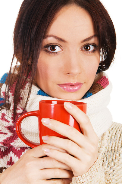Yougn beautiful woman with a cup of tea - Фото, изображение