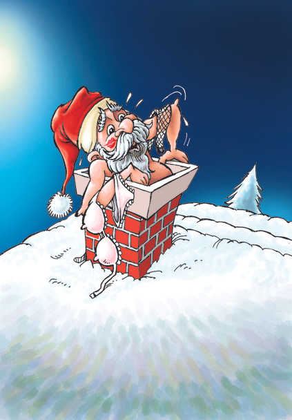 Der Weihnachtsmann im Schornstein - Foto, Bild