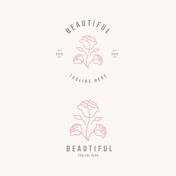 Rose krásné logo šablony lásky. luxusní ilustrační značka kosmetické, butik, lázně - Vektor, obrázek