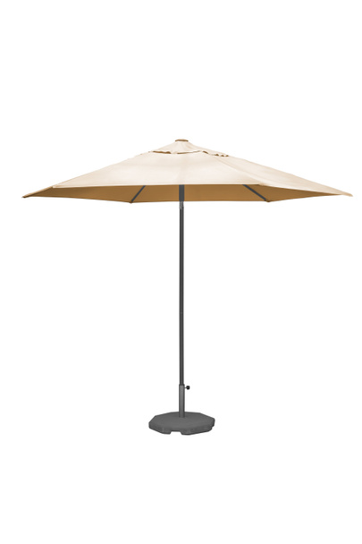 Kangas päivänvarjo sateenvarjo jalusta eristetty valkoisella taustalla leikkausreitillä. - Valokuva, kuva