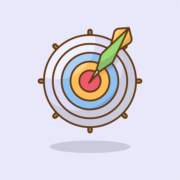 dartboard target icon in flat style. Success, perfect hit, target goal, dart target aim cartoon vector illustration - Vector, Image