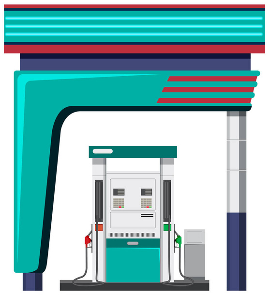 ガソリンポンプイラストとガソリンスタンド - ベクター画像