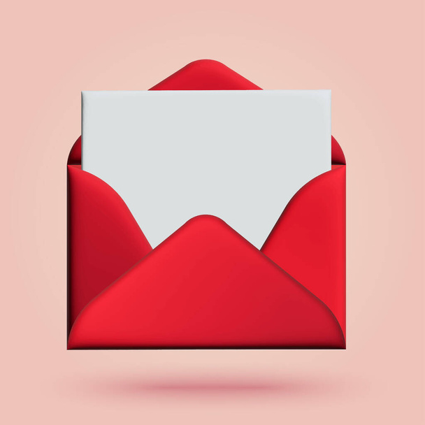 3d cartoon style opened red envelope. Vector illustration - Вектор, зображення
