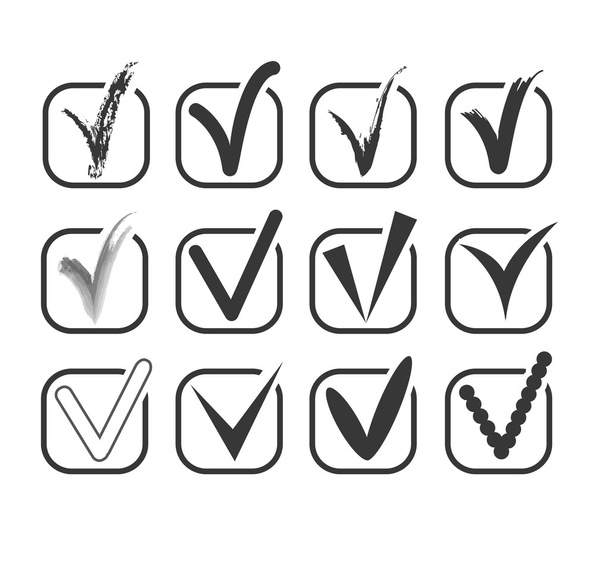 Marcas de verificación o garrapatas
 - Vector, imagen