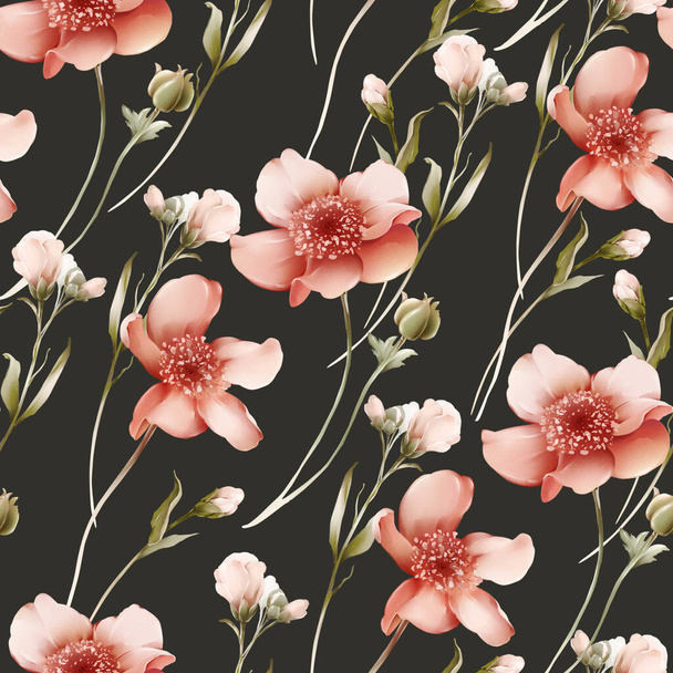 Seamless pattern with wildflowers in a watercolor style - Foto, Imagen