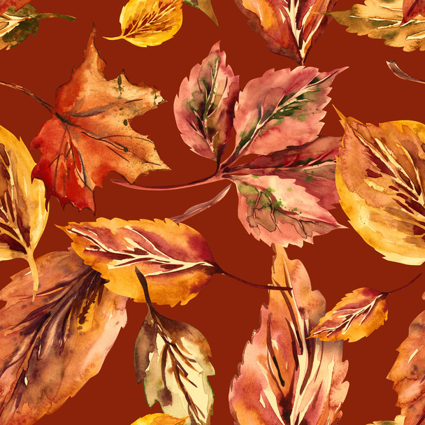 Autumn Leaves Seamless Pattern - Valokuva, kuva