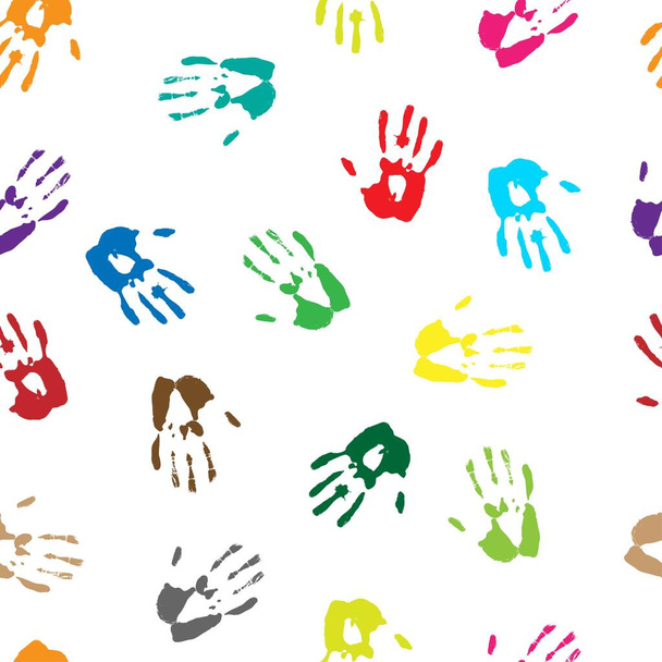 Human hands color print seamless background - Vector, Image