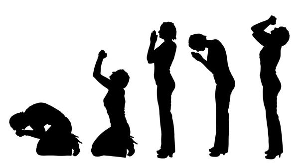 Silhouette of a women praying - Vector, Image