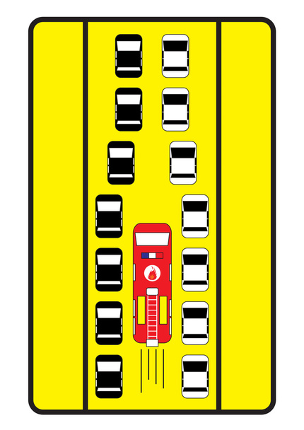 Señal de tráfico aconsejar a los coches para dar paso medio a bomberos
.  - Vector, Imagen