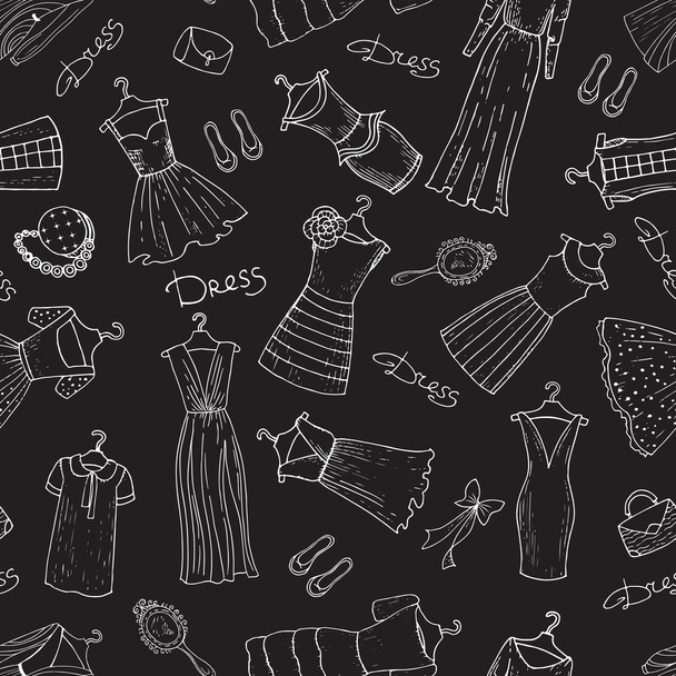 Vector pattern with dresses and accessories - Вектор,изображение