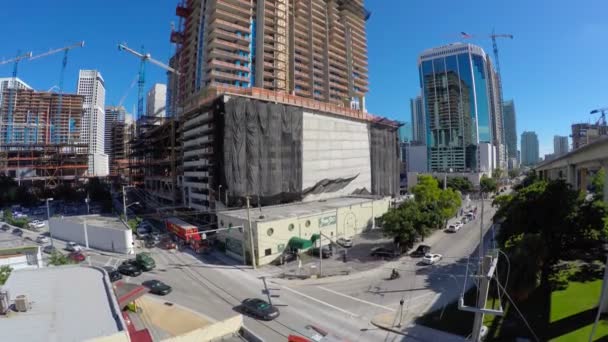 Повітряні відео Brickell центрі міста будівельний майданчик - Кадри, відео