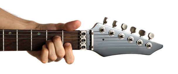 Grając na gitarze elektrycznej - Zdjęcie, obraz