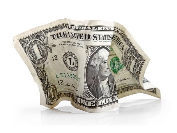 billet de dollar froissé isolé sur blanc
 - Photo, image