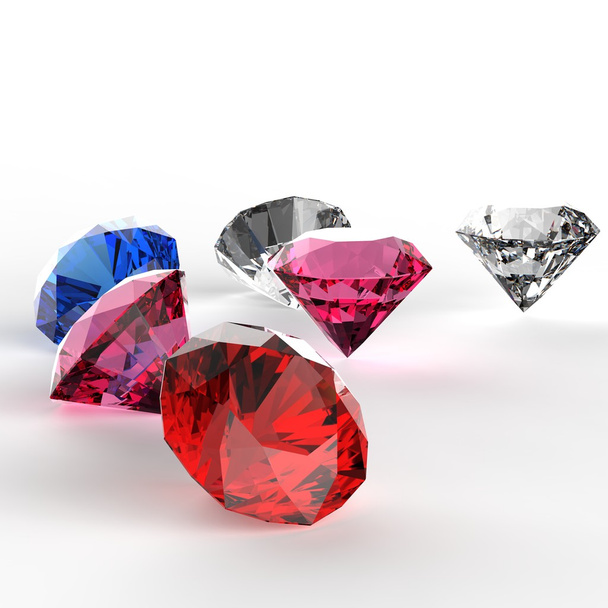 Diamanten 3D-Komposition auf Weiß als Merry 's x mas Konzept - Foto, Bild