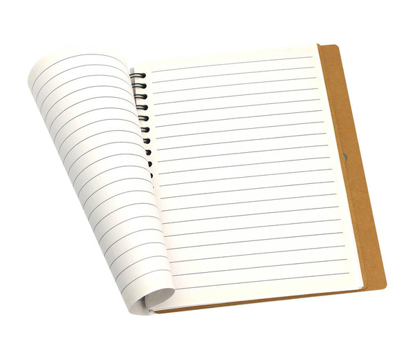 Cuaderno espiral con hojas forradas aisladas sobre fondo blanco - Foto, Imagen