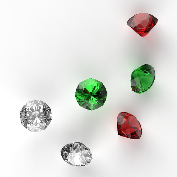 Diamanten 3D-samenstelling op wit als merry x mas concept - Foto, afbeelding