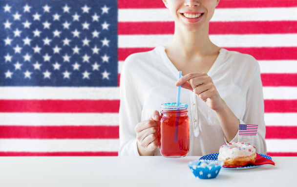 happy woman celebrating american independence day - Фото, зображення