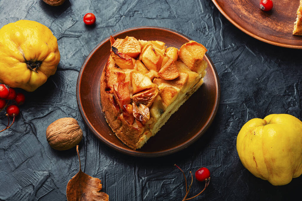Piece delicious autumn quince pie. Autumn dessert - Photo, Image