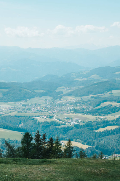 Beautiful mountain summer landscape. Mount Schckl Austria, Graz. Mountains in Austria. - Photo, Image