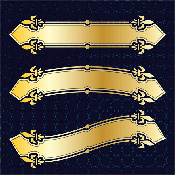 etiqueta banner marco fondo decoración oro lujo real metal tesoro - Vector, Imagen