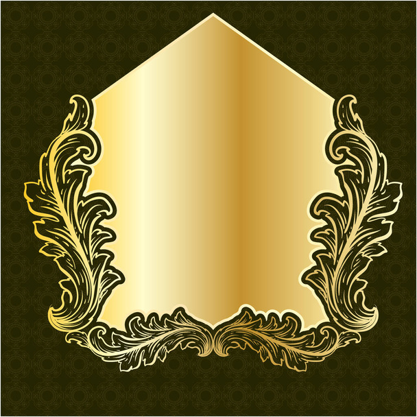 etiqueta banner marco fondo decoración oro lujo real metal tesoro - Vector, imagen