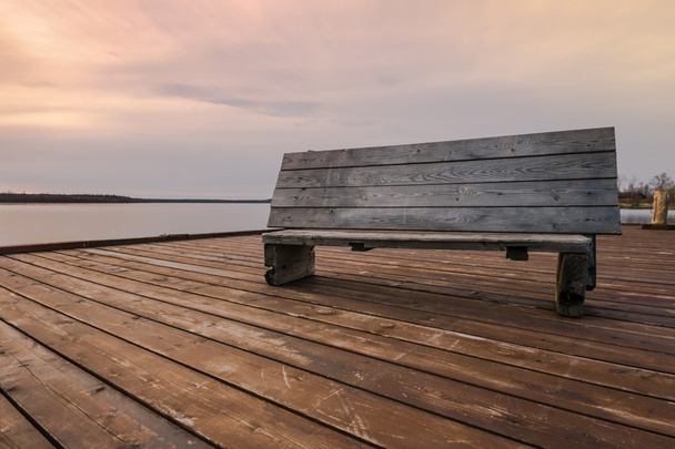 Wooden bench on the berth - Photo, Image