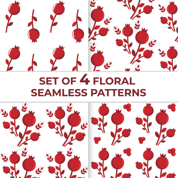 4つの花のシームレスパターンのセット - ベクター画像