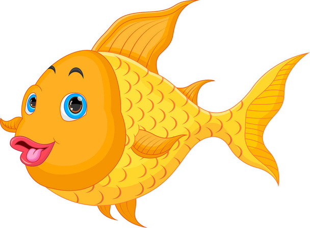 dessin animé poisson mignon isolé sur fond blanc - Vecteur, image
