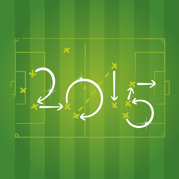 2015 voetbal strategieën voor doel - Vector, afbeelding