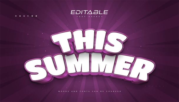 This Summer Text in White and Purple Cartoon Style with 3D Effect - Vector, Image