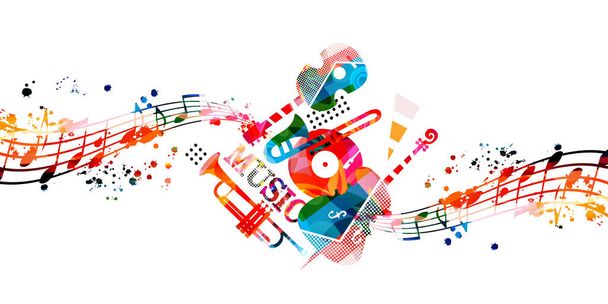 colorful abstract music background, vector illustration - Vetor, Imagem