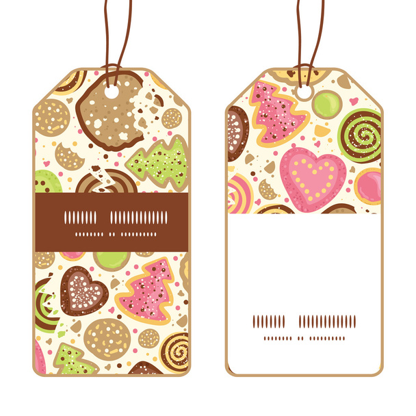 Vector colorful cookies vertical stripe frame pattern tags set - Vector, Image