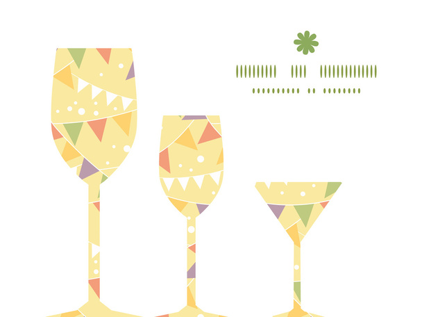 Decoraciones de fiesta vectorial banderín tres copas de vino siluetas patrón marco
 - Vector, imagen