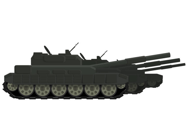 a column of large battle tanks illustration of war conflict - ベクター画像