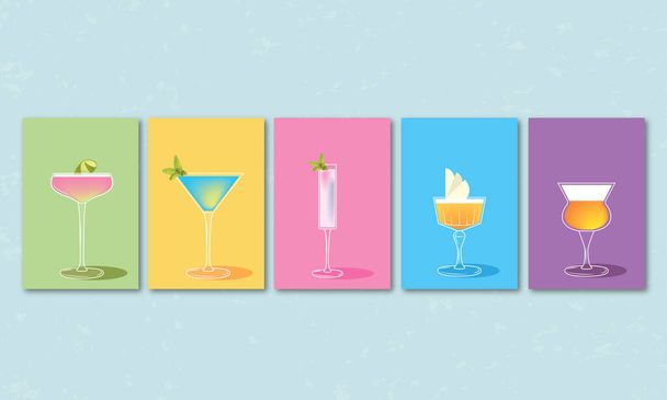 Set of cocktail party invitations, flyers, brochures. Vector templates. - Вектор, зображення