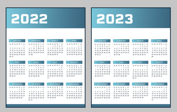 blu lingua inglese Calendario 2022-2023 vettoriale modello di testo è contorno  - Vettoriali, immagini