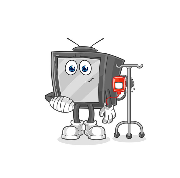 la vieja televisión enferma en la ilustración IV. carácter vecto - Vector, imagen